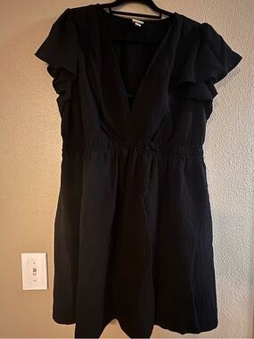 a new day Black V-Neck Flutter Sleeve Mini Dress